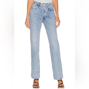 Agolde High-Rise Straight Leg Jeans in Light Blue Wash